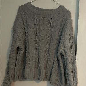 SO Light Gray Cable Knit Sweater